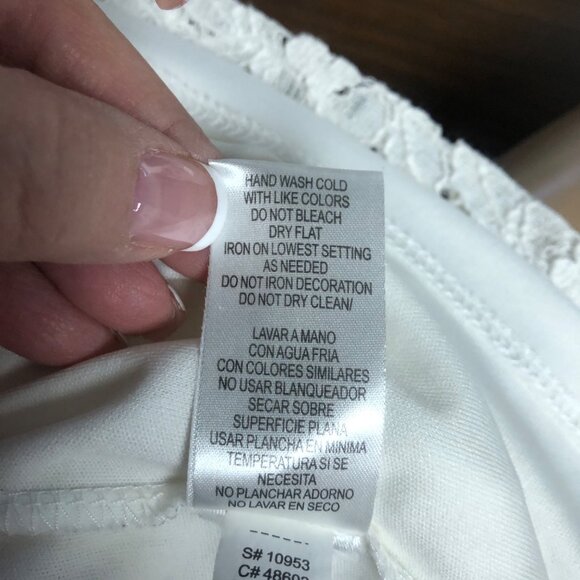 SD Collection Ivory Chiffon Overlay Lace Dress Womens Sz 12 Faux Pearl Neckline - Picture 7 of 8